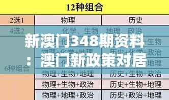 新澳门348期资料:澳门新政策对居民生活的影响
